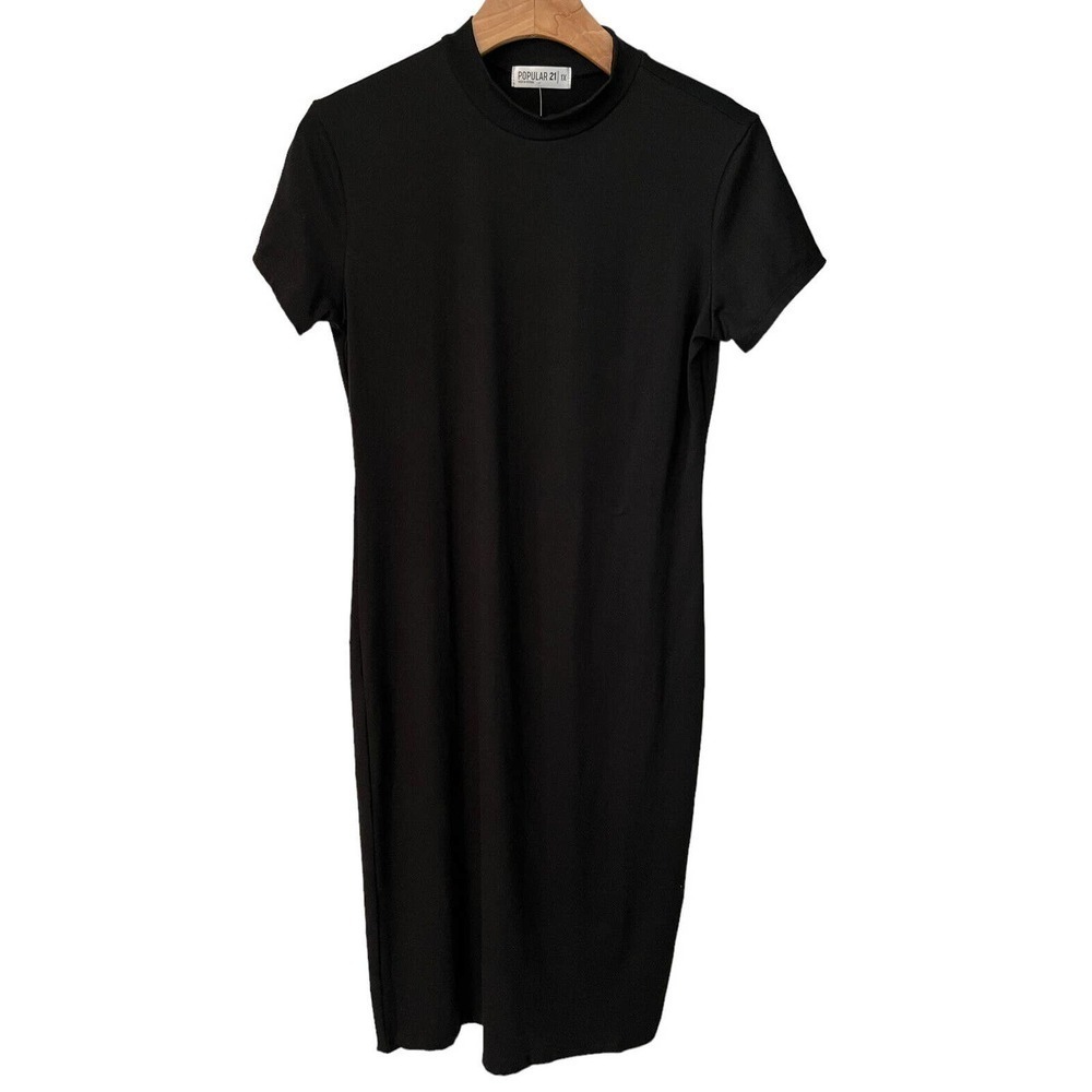 Popular 21 Womens Short Sleeve Bodycon Sculpting Dress Black Size Small NEW